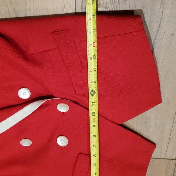 1980's KASPER Vintage Red Two Piece Short Sleeve Suit Sz 14 runs small - Picture 7 of 12